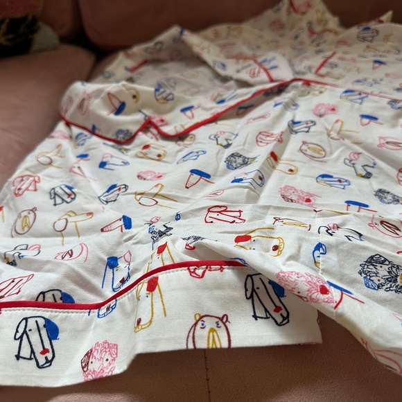 BODEN Phoebe Short PJ Shirt & Short Set in Dog Cartoon Print - Picture 7 of 9